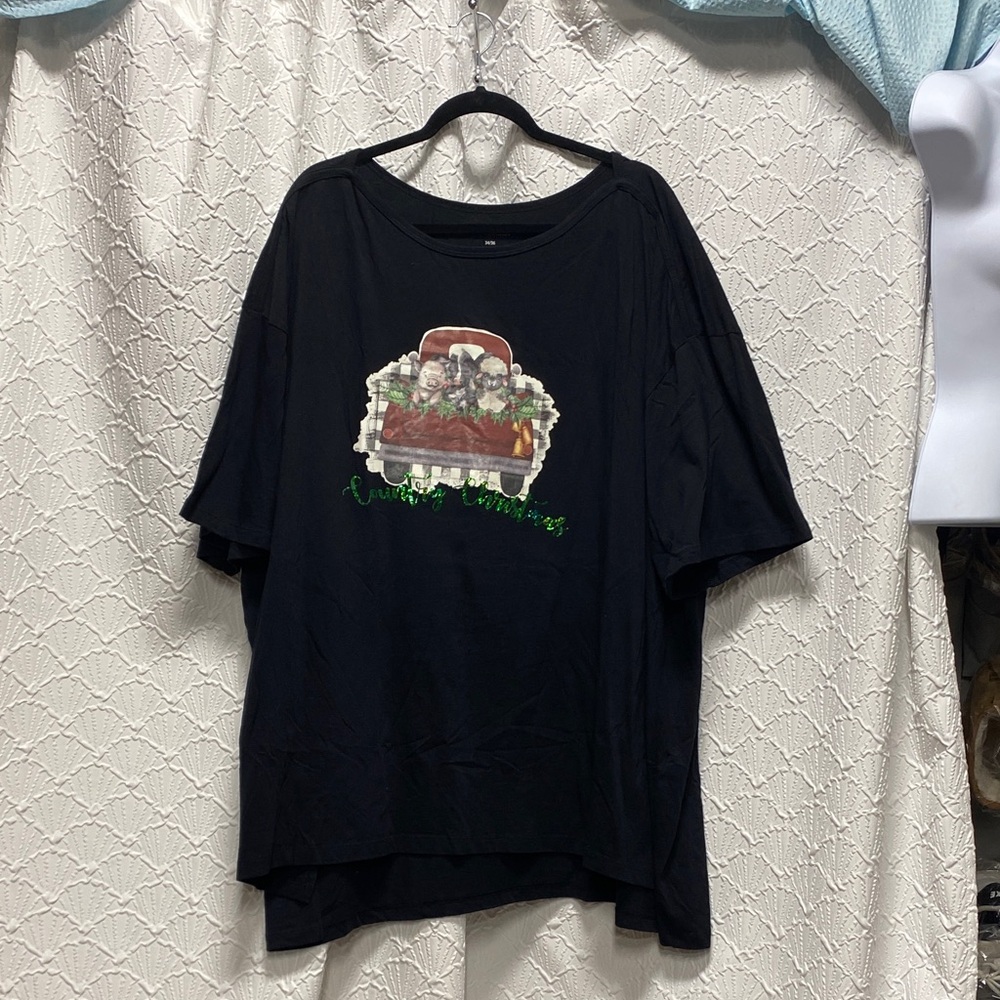 Woman Within size 4X Black Top country Christmas holiday stretch comfy‎ cozy